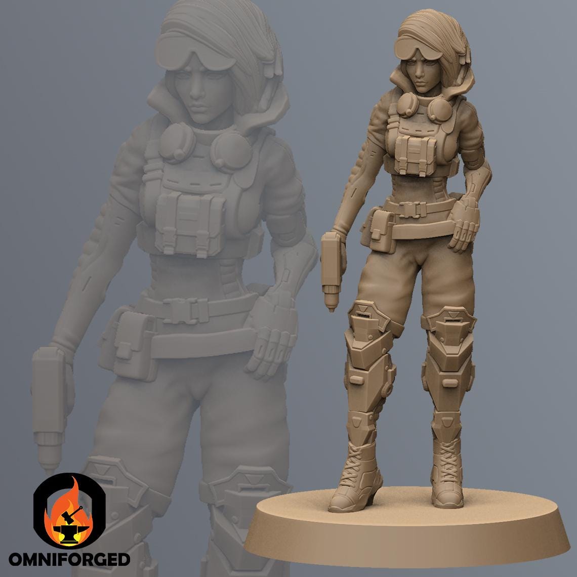 MaryAtkinson Cyberpunk Unit9 3D Printed RPG Sci-FI Miniature Mini Figure 32mm