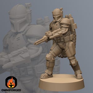 Mandalorian Paz Vizsla Proxy Pose A SW Legion, RPG 3D Printed Sci-FI D&D Miniature Mini