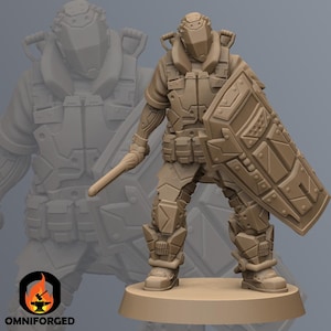 Alpha-H Trooper Cyberpunk Unit9 3D Printed RPG Sci-FI Miniature Mini Figure 32mm