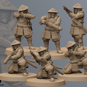 Ashigaru Musketmen | Kyoushuneko | Table Top Gaming | RPG | D&D |   3D Printed Miniature