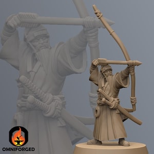 Kensai Ronin Bow Master | Kyoushuneko | Table Top Gaming Mini | RPG | D&D | 3D Printed Miniature 28mm