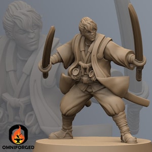 Ronin Hero Minatomo Kenshin | Kyoushuneko | Table Top Gaming Mini | RPG | D&D | 3D Printed Miniature 28mm