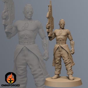Rimfire Cyberpunk Unit9 3D Printed RPG Sci-FI Miniature Mini Figure 32mm