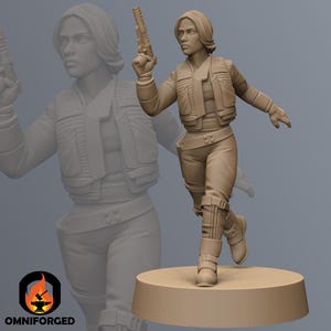 Jyn Erso Running Pose SW Legion RPG 3D Printed Sci-FI Miniature Mini