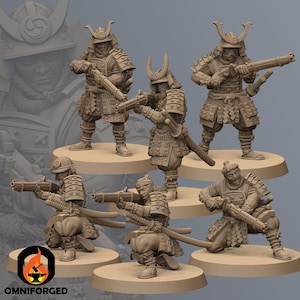 Samurai Musketmen | Kyoushuneko | Table Top Gaming Mini | RPG | D&D | 3D Printed Miniature 28mm