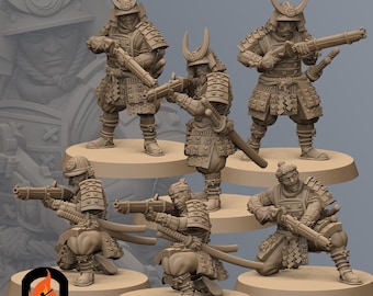 Samurai Musketmen | Kyoushuneko | Table Top Gaming Mini | RPG | D&D | 3D Printed Miniature 28mm