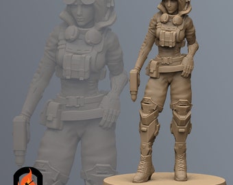 MaryAtkinson Cyberpunk Gaming Figure | Unit9 | High Resolution 3D Printed | Tabletop Gaming