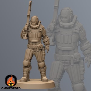 Alpha-C Trooper Cyberpunk Unit9 3D Printed RPG Sci-FI Miniature Mini Figure 32mm