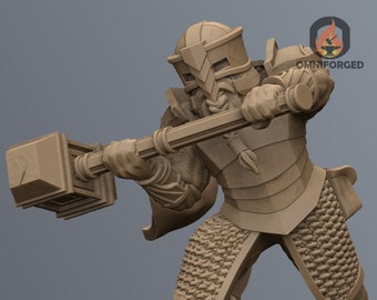 Dwarf Warrior With Hammer 32mm or 28mm | The Printing Goes Ever On | Table Top Gaming | RPG | D&D Miniatures | 3D Printed Miniature