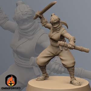 Mizuchi Ninja | Kyoushuneko | Table Top Gaming Mini | RPG | D&D | 3D Printed Miniature 28mm