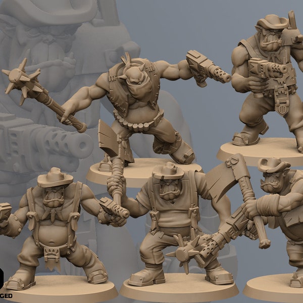Bullboyz Squad  | Wild Western Orcs | Ghamak | Table Top Gaming | RPG | D&D |   3D Printed Miniature