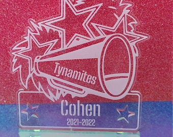 Personalized Cheerleader Ornament/Cheerleading Bag Tag/Cheer Coach Gift/Team Gift