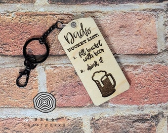 Dad's Bucket List Keychain, Fathers Day Key Chain, Dad Gift, Key Chain, Beer