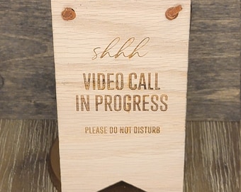 video call sign, shhh in session door sign for office, meeting in progress sign, conference room sign, work from home sign for door, boss