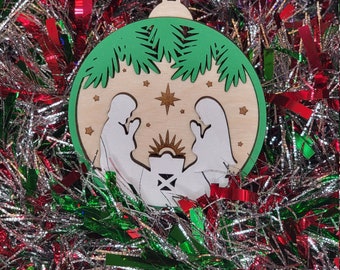 nativity ornament 2022, Christian Christmas gifts for her, religious Christmas ornaments handmade, stocking stuffers for Mom, pastor wife