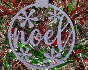 Blue Noel Christmas Ball Ornament