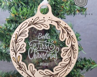 personalized baby ornament, baby's first christmas ornaments handmade, new baby gift, new mom gift, expecting mom