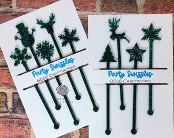 Christmas Winter Drink Stirrer Sticks, Swizzle Sticks, Winter Party Decor, Christmas, Snowflake, Bar Tools, Holiday Decor