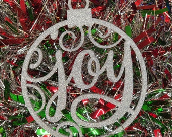 Silver Joy Christmas Ball Ornament