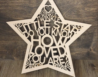 twinkle twinkle little star nursery decor, you are so loved wooden sign, gender neutral baby gift, unisex baby shower gift, star nursery art