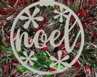 Silver Noel Christmas Ball Ornament