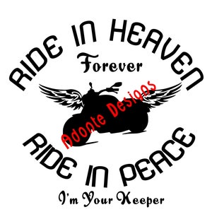 Ride In Heaven Memorial Biker with Wings - SVG, PNG (Digital Download)