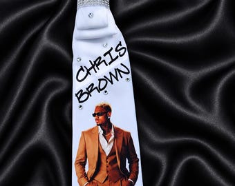 Chris Brown Inspired Bling White Satin Necktie Necklace Style (Necklace not included)