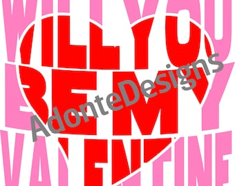 Will You Be My Valentine SVG PNG: Layered Heart Design (Digital Download)