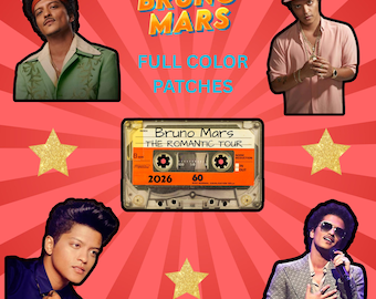 Bruno Mars DIY Iron On Photo Patches, These patches are not embroidered patches.