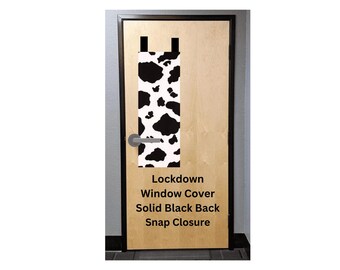 Cow Print Classroom Lockdown Cover: Safety Window Decor with Snaps