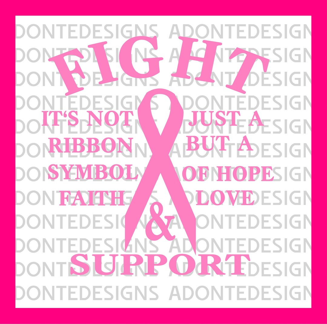 Breast Cancer Fight Ribbon Design (SVG, PNG, JPEG) - Etsy
