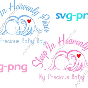 Sleep In Heavenly Peace Memorial Svg, Png para bebês. Ótimo para silhueta de circuito, impressão diy.