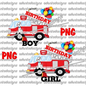 Firefighter Birthday Boy and Girl Png.  Digital Download