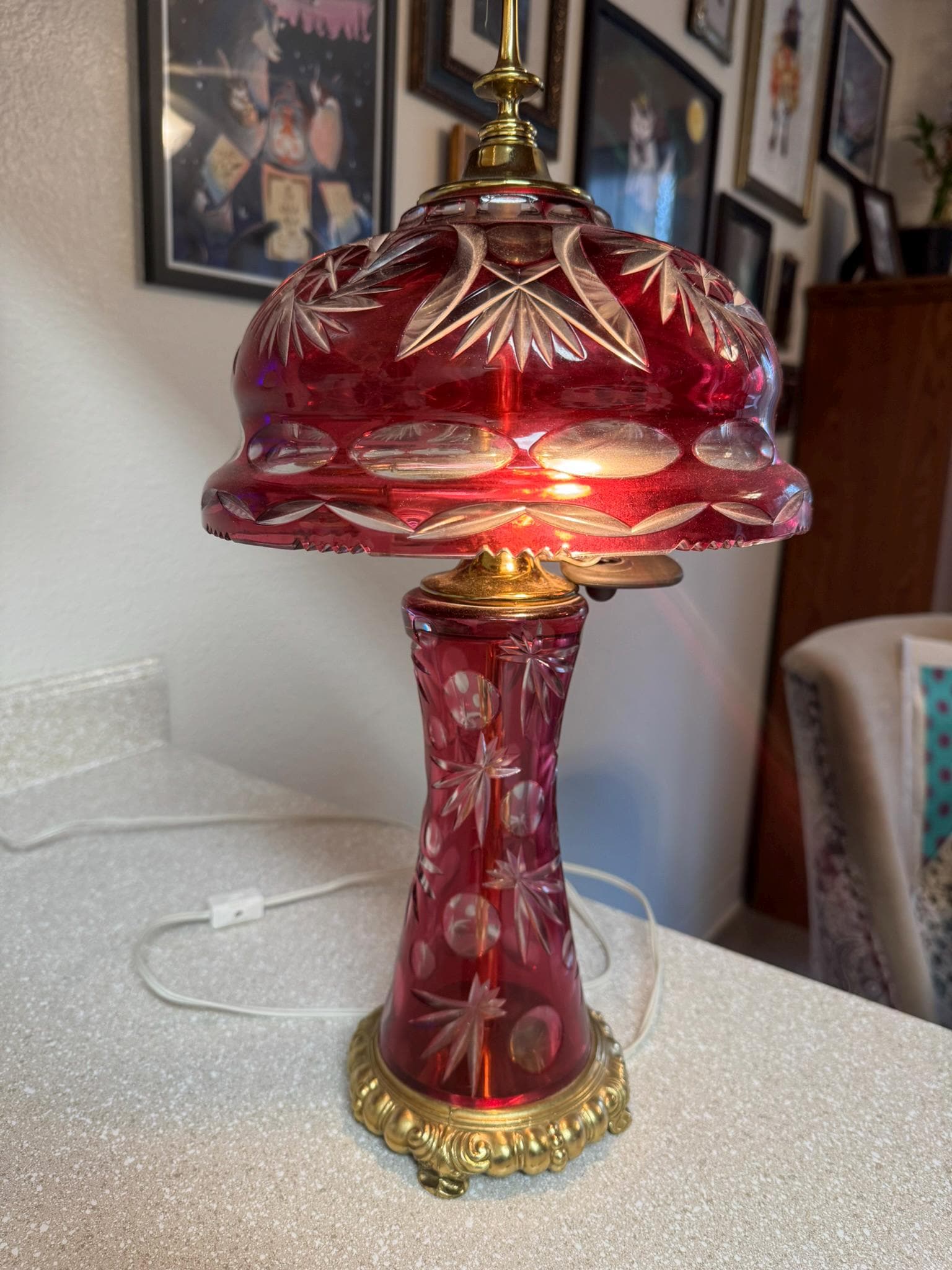 Dresden Kristall 赤色 花瓶 約30cm Dresden Kristall 赤色 花瓶 約30cm