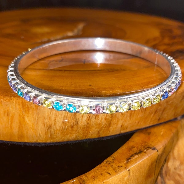 VINTAGE RHINESTONE BANGLE bracelet pastel rhinestone bracelet vintage bracelet