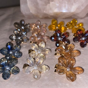 SET OF 2 CRYSTAL Flower alligator hair clips crystal flower hair clip rhinestone hair clip hair accessories flower clips no slip clip