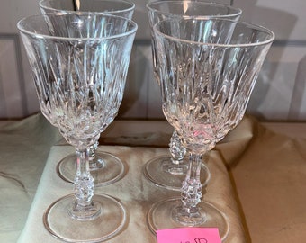 VINTAGE SET4 CUT CRYSTAL wine glasses vintage stemware barware crystal wine glass set crystal stemware vintage barware