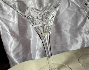 SET OF 2 VINTAGE Martini glasses bar-ware etched martini glasses stemware collectable glass cocktail glasses barwear