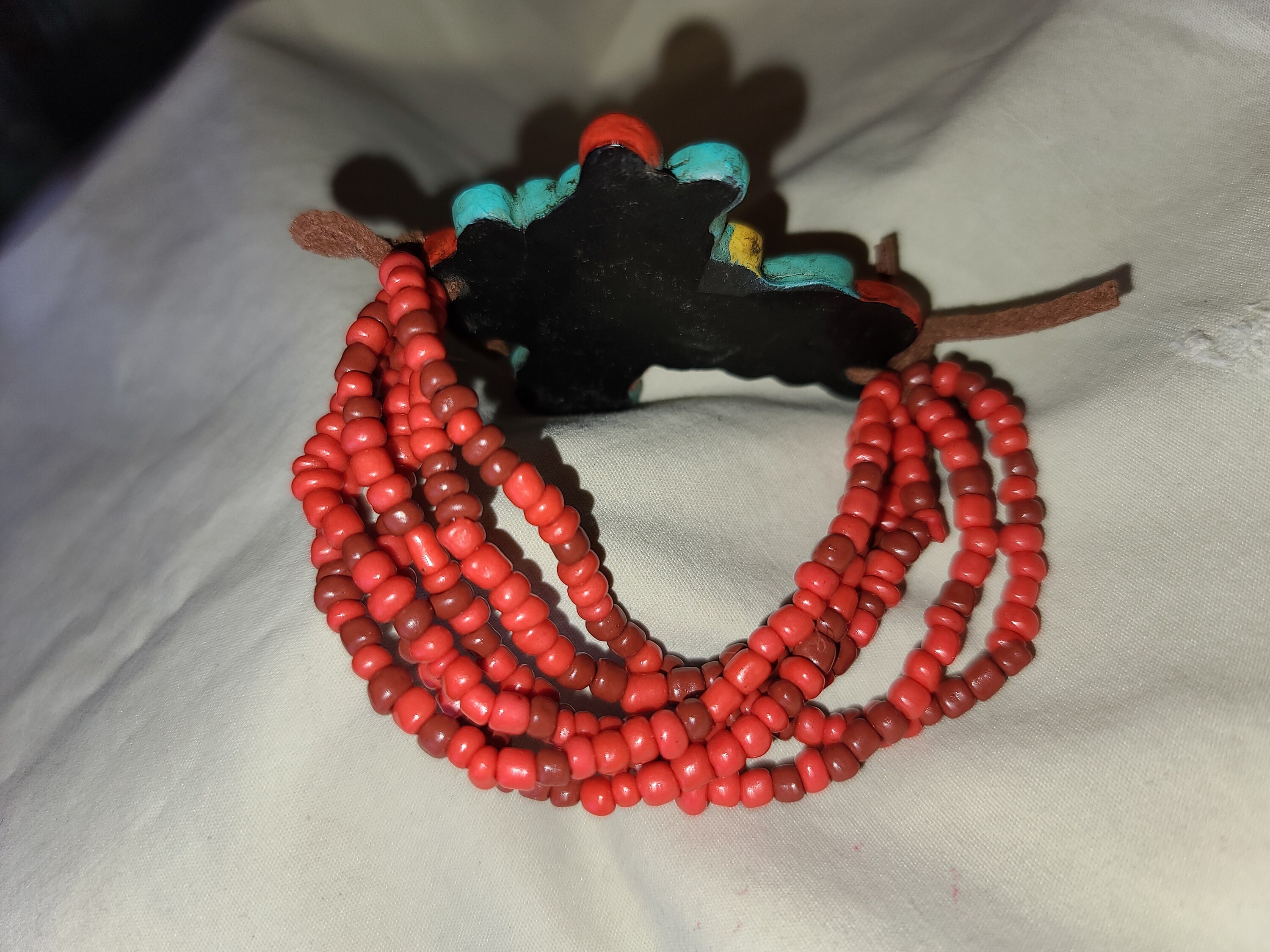 VINTAGE BEADED MEDALLION Stretch Bracelet Beaded Flower Etsy