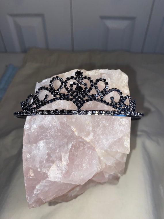 BLACK CRYSTAL RHINESTONE tiara princess tiara hair