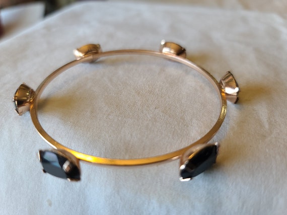 VINTAGE PRONG SET rhinestone bangle bracelet rose… - image 3