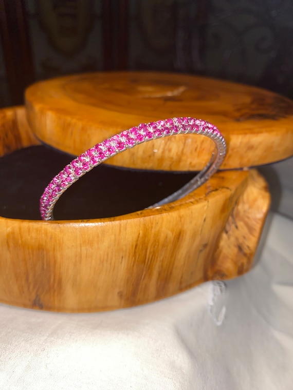 vintage pink prong set crystal rhinestone bangle b