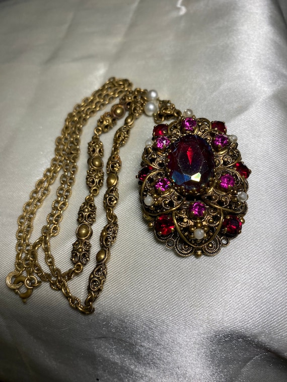 VINTAGE WEST GERMANY Filigree rhinestone necklace 