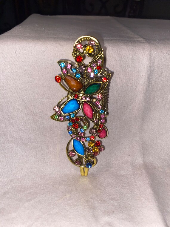 CARVED RHINESTONE BUTTERFLY hair clip multi color… - image 4