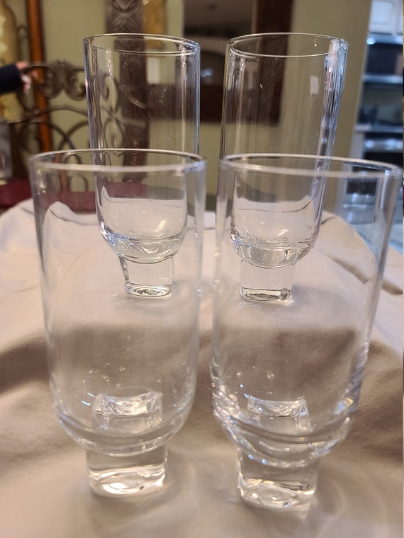 Vintage Clear 8 Oz Drinking Glasses Tumblers Raised Bubble Set of 4