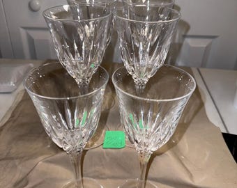 VINTAGE SET OF 6 Crystal wine glasses crystal wine goblets crystal barware Cystal drinking glasses long stem wine glasses collectable