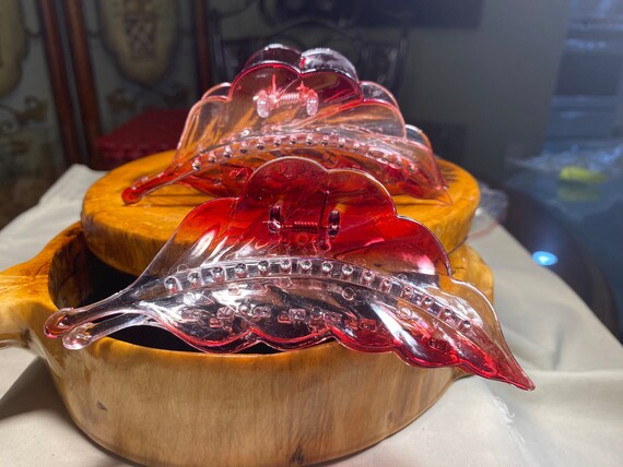 VINTAGE CRYSTAL LEAF hair claw vintage hair claw crystal hair clip hair jewelry hair accessories