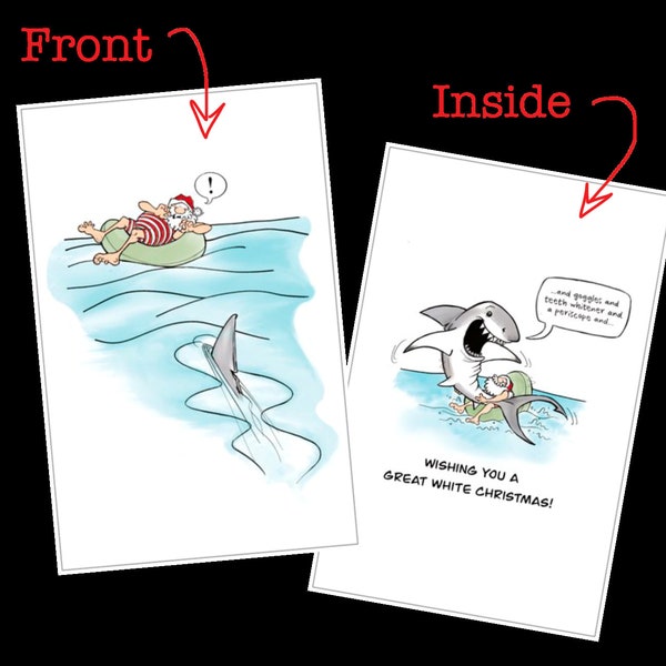 Santa Shark Attack - Great White Christmas Card!