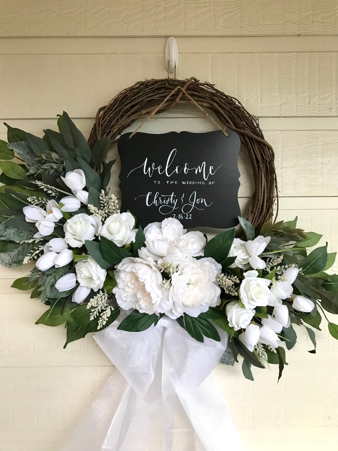 White Wedding Wreath for Church Doors Bridal Shower Decor Etsy UK