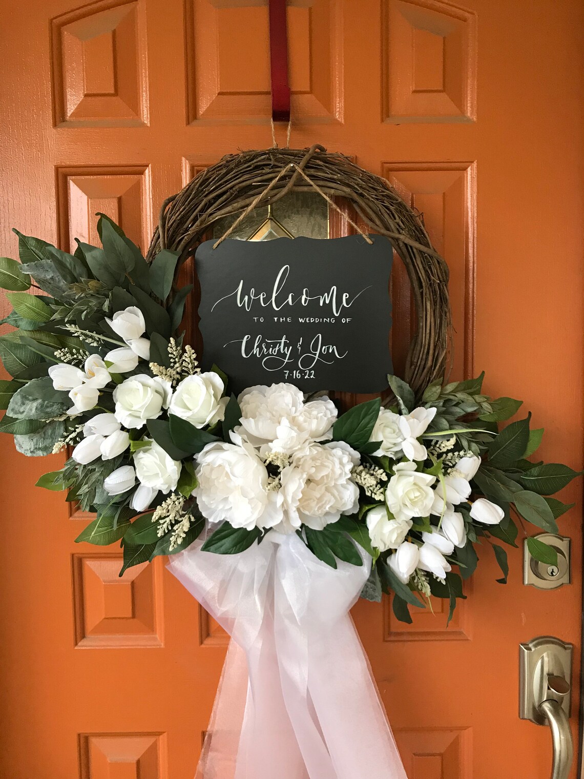 White Wedding Wreath for Church Doors Bridal Shower Decor Etsy UK